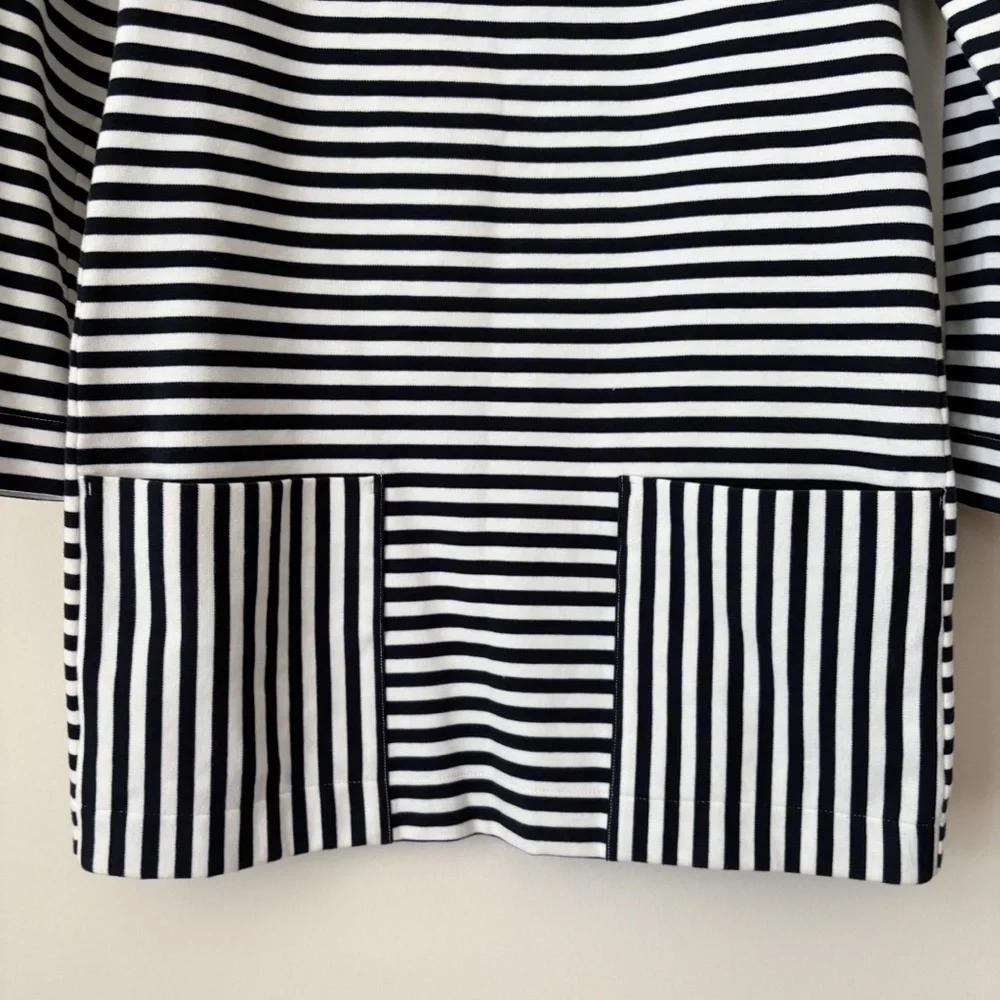 Kate Spade Black & White Striped Ponte Knit Dress Medium NEW NWT